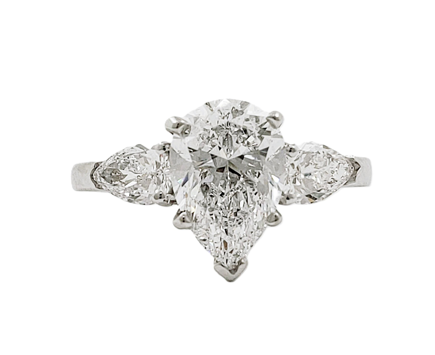 Three Stone Pear Shape Diamond Ring